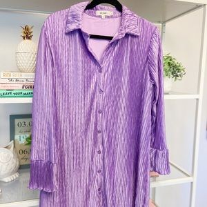 The Frolic plisse shirt dress in lilac - Large